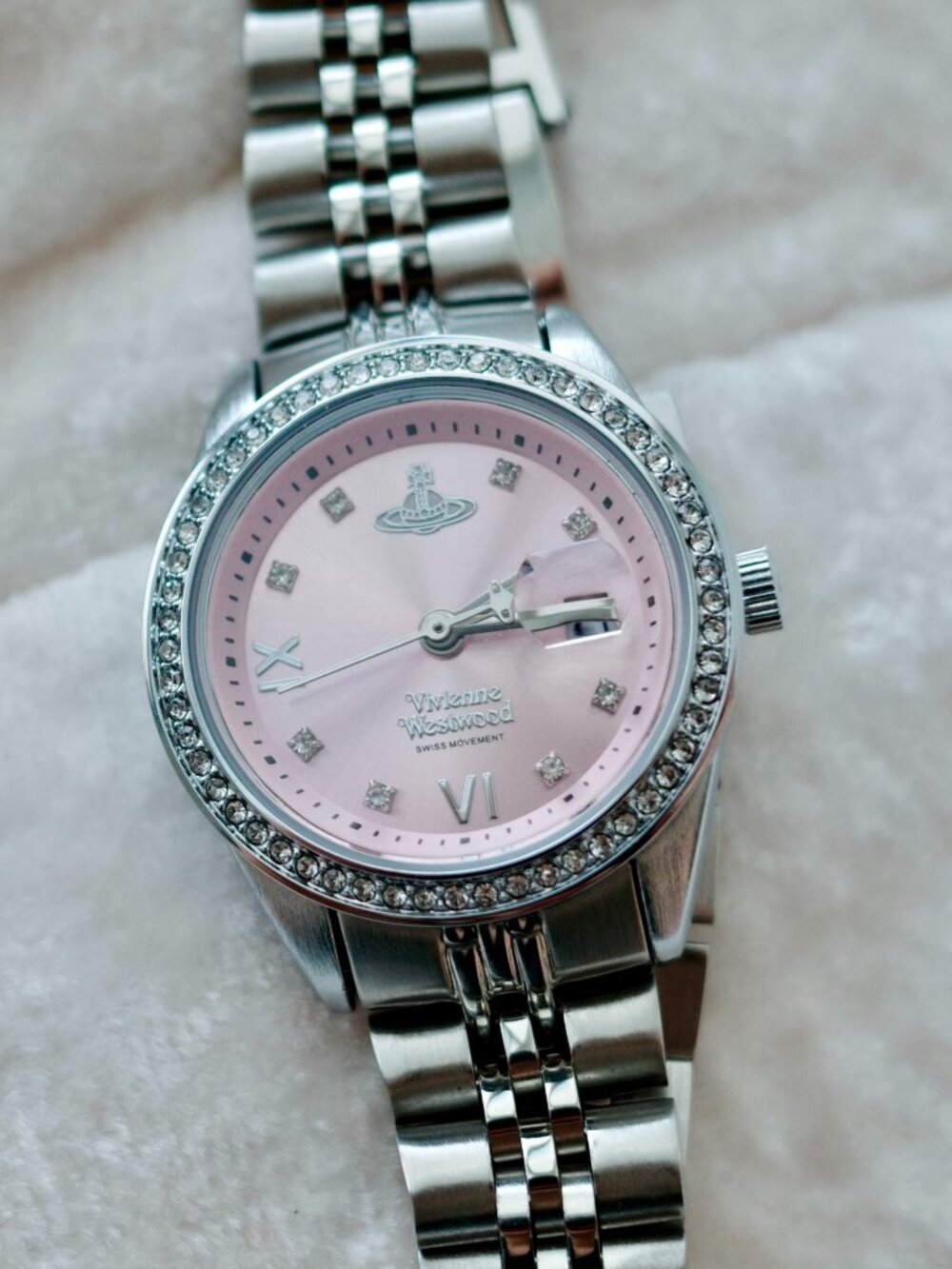 Vivienne Westwood Pink Dial Silver Bracelet Watch No Box